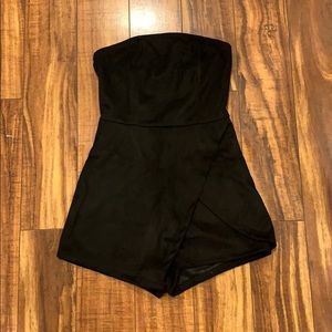 Black Strapless Wrap Romper